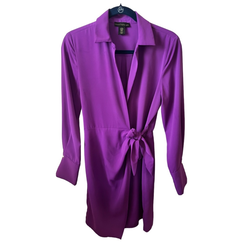 House of Harlow 1960 Long Sleeve Purple Draped Wrap Dress Size Small